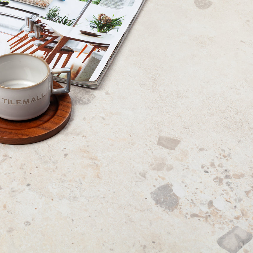 Rockies 600x600 Surface Tec Flora White Terrazzo Look Rectified