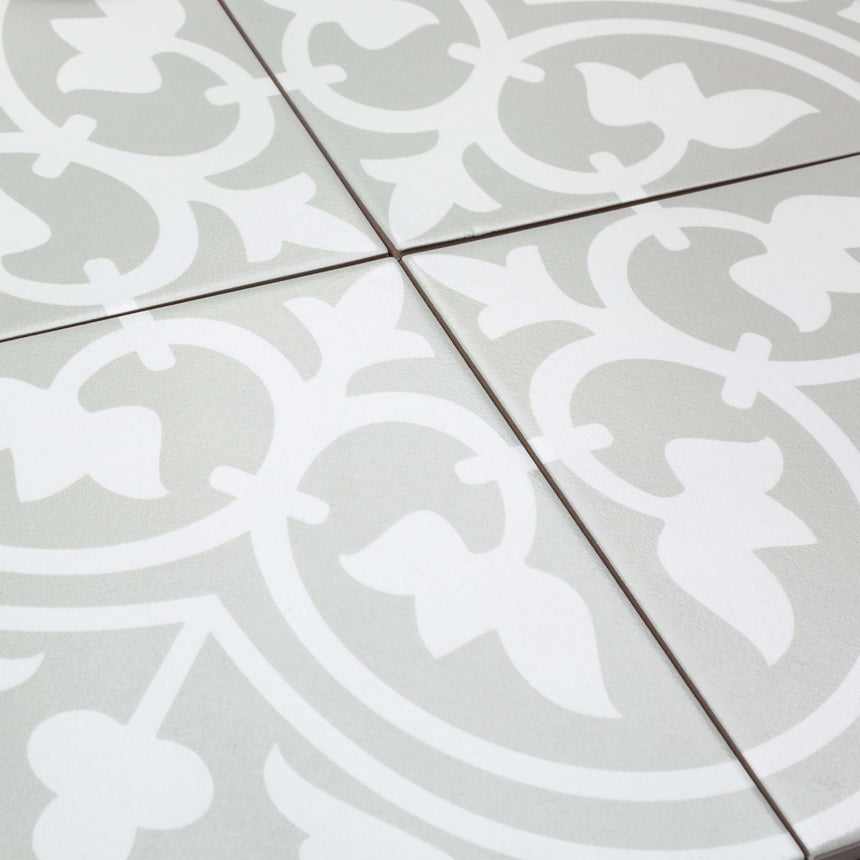 Pattern Tile 200x200 Matt Grey 211514 Encaustic Look Pressed