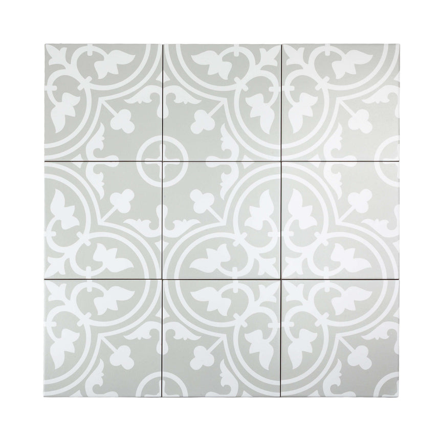 Pattern Tile 200x200 Matt Grey 211514 Encaustic Look Pressed