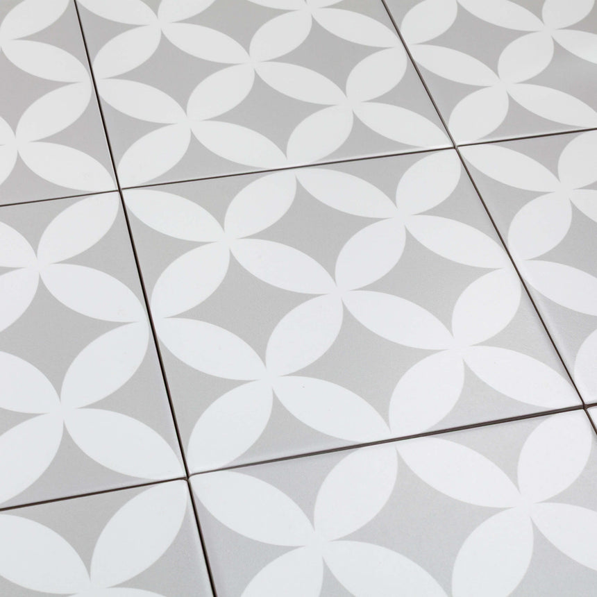 Pattern Tile 200x200 Matt Grey 211619 Encaustic Look Pressed