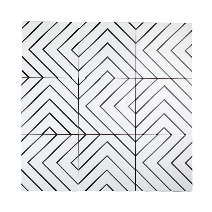 Pattern Tile 200x200 Matt White 210130 Encaustic Look Pressed