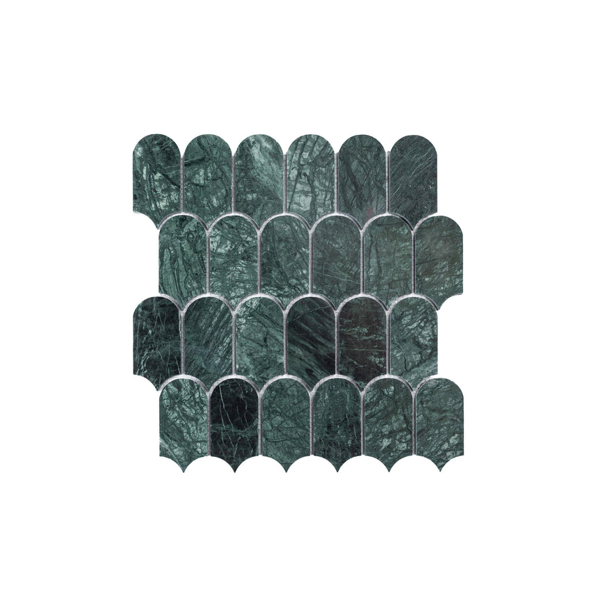 Marble Mosaic Feather 96x48mm Honed Indian Green