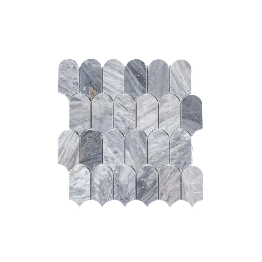 Marble Mosaic Feather 96x48mm Honed Carrara Grey
