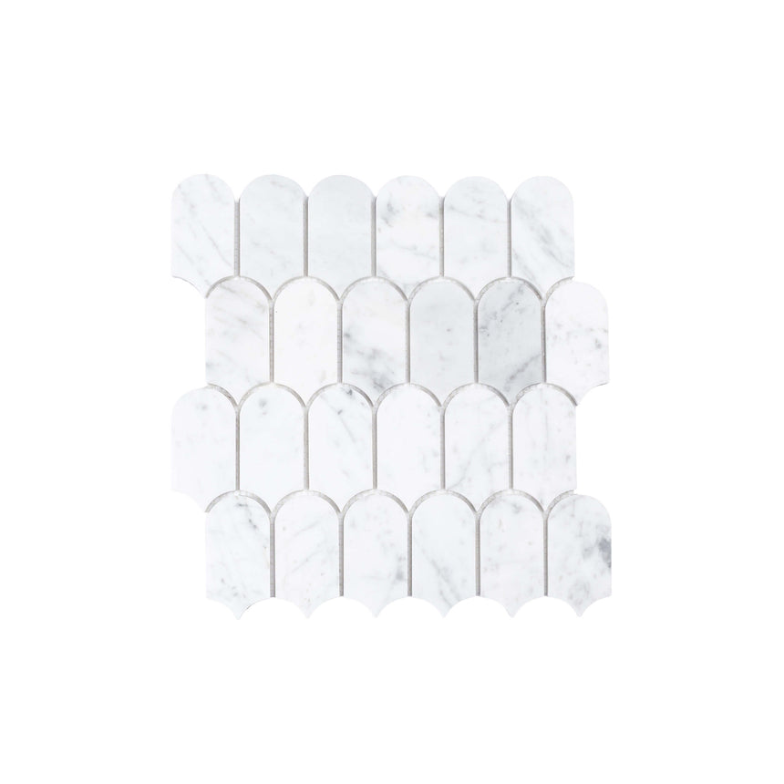 Marble Mosaic Feather 96x48mm Honed Carrara