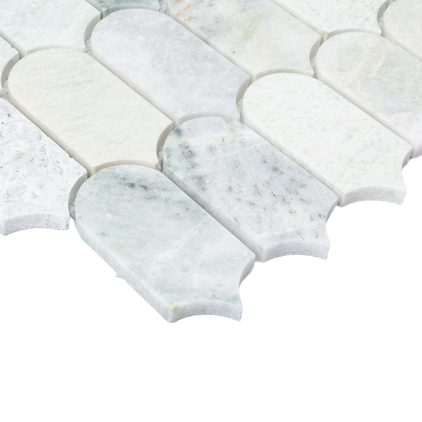 Marble Mosaic Feather 96x48mm Honed Ming Green