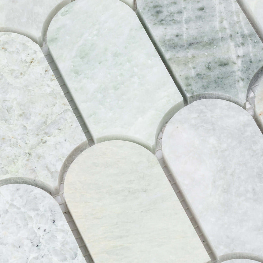 Marble Mosaic Feather 96x48mm Honed Ming Green
