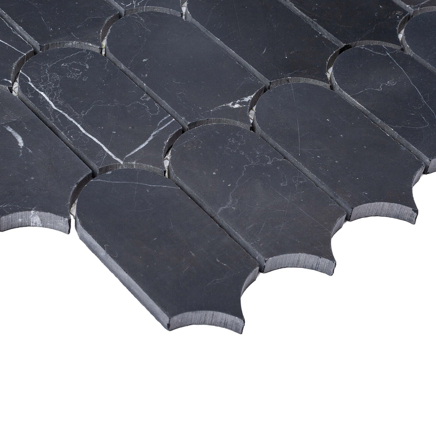 Marble Mosaic Feather 96x48mm Honed Nero Marquina