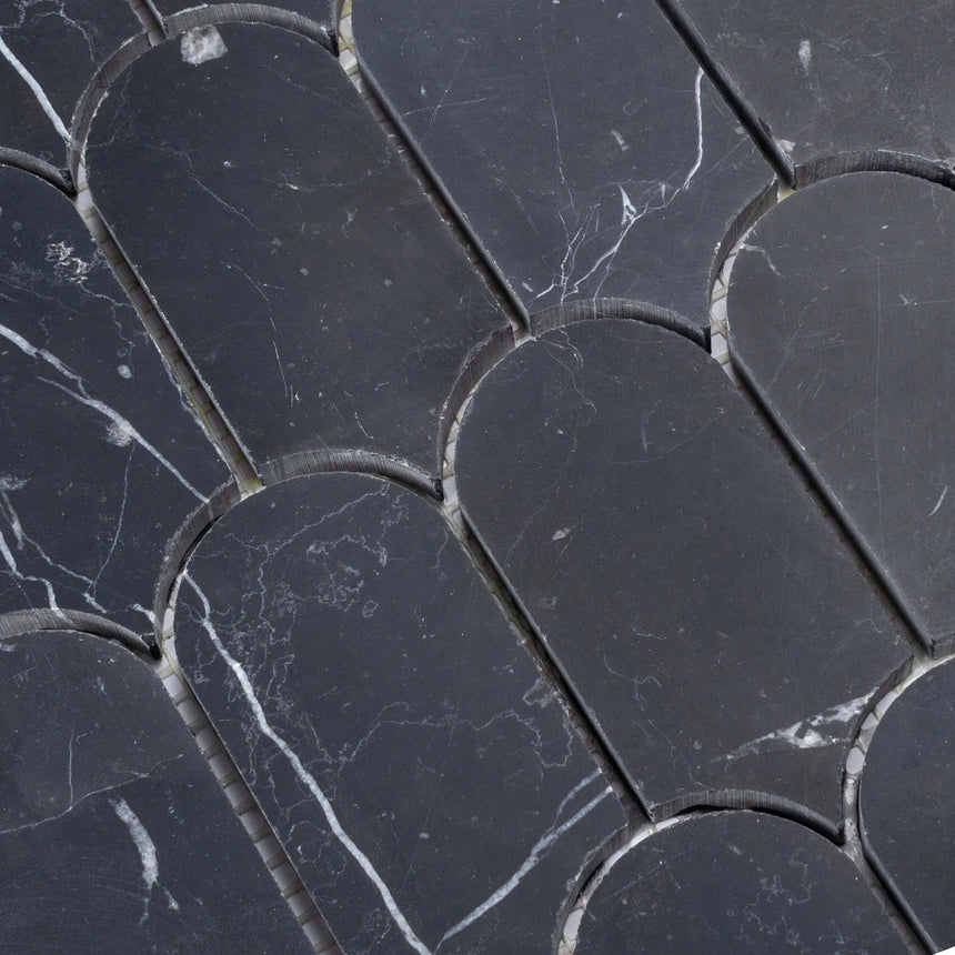 Marble Mosaic Feather 96x48mm Honed Nero Marquina