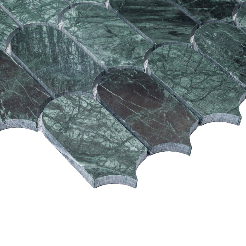 Marble Mosaic Feather 96x48mm Honed Indian Green