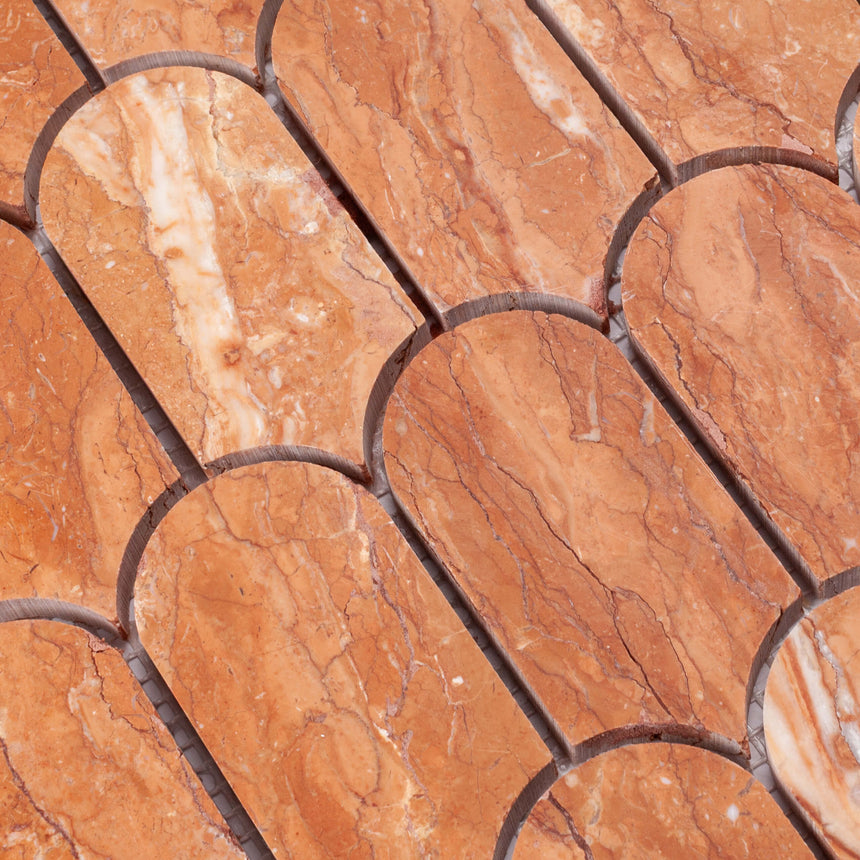 Marble Mosaic Feather 96x48mm Honed Rojo Alicante