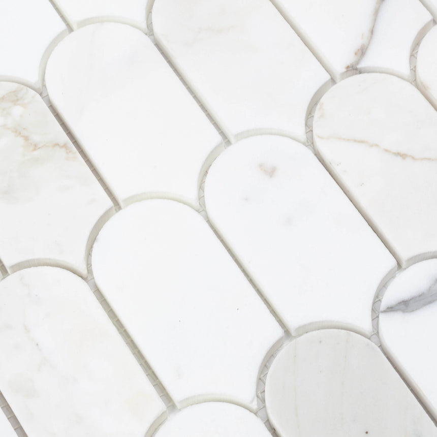 Marble Mosaic Feather 96x48mm Honed Calacatta Gold