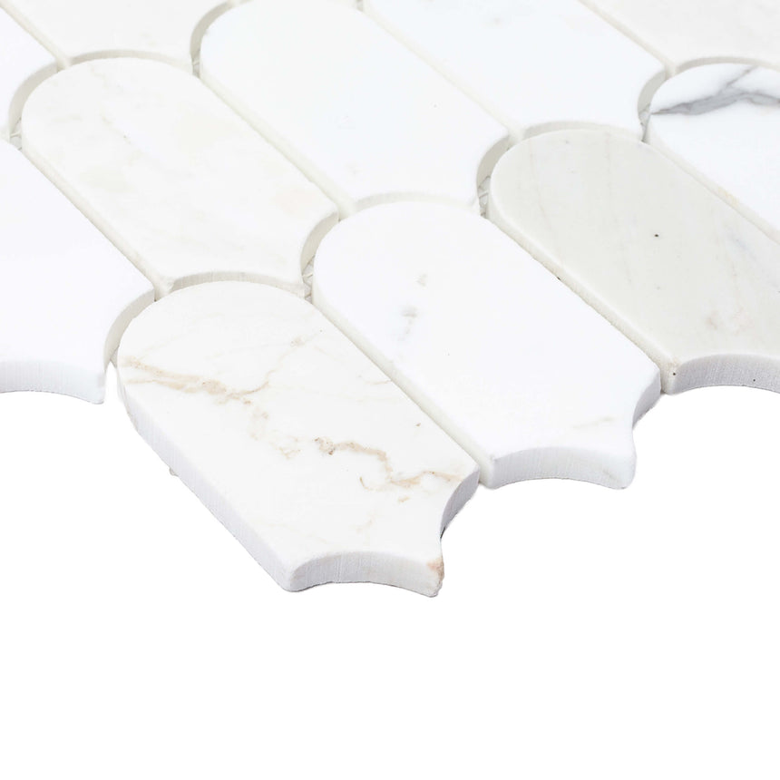 Marble Mosaic Feather 96x48mm Honed Calacatta Gold