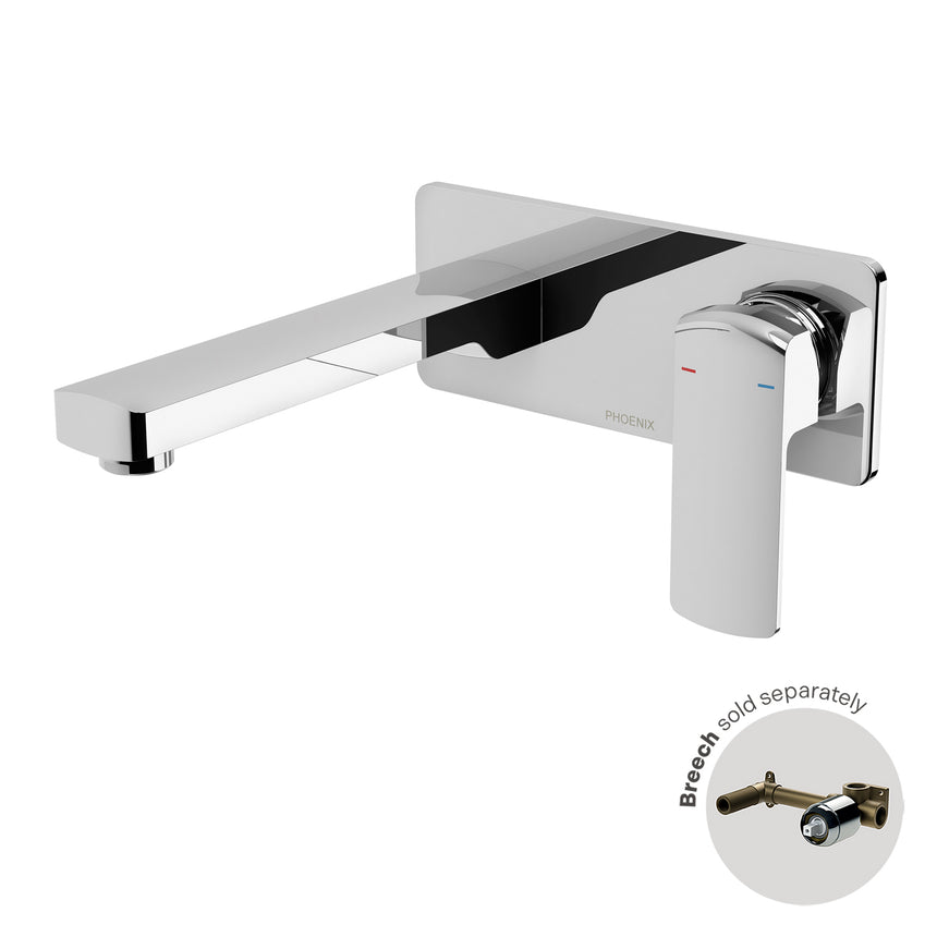Phoenix Teva 200mm chrome wall basin mixer by Tilemall with single lever handle