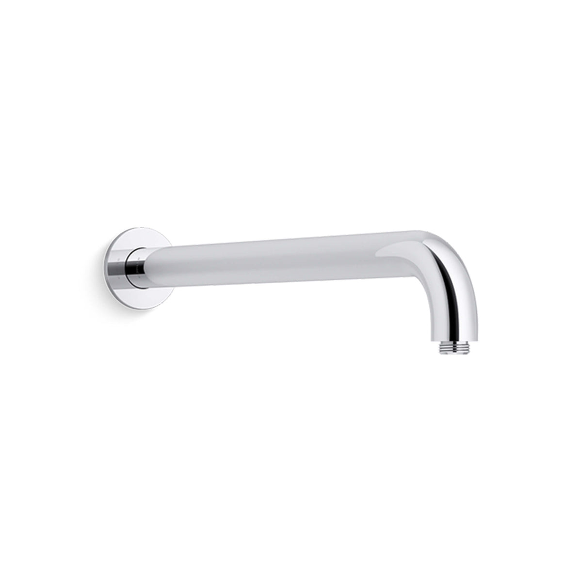 Kohler Shower chrome wall-mounted shower arm by Tilemall with round flange and curved spout