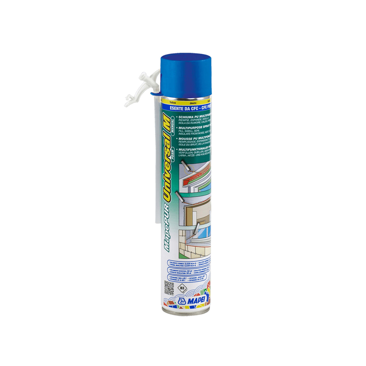 Mapei Mapepur Universal Foam M 750ml expanding polyurethane foam aerosol can with blue cap by Tilemall