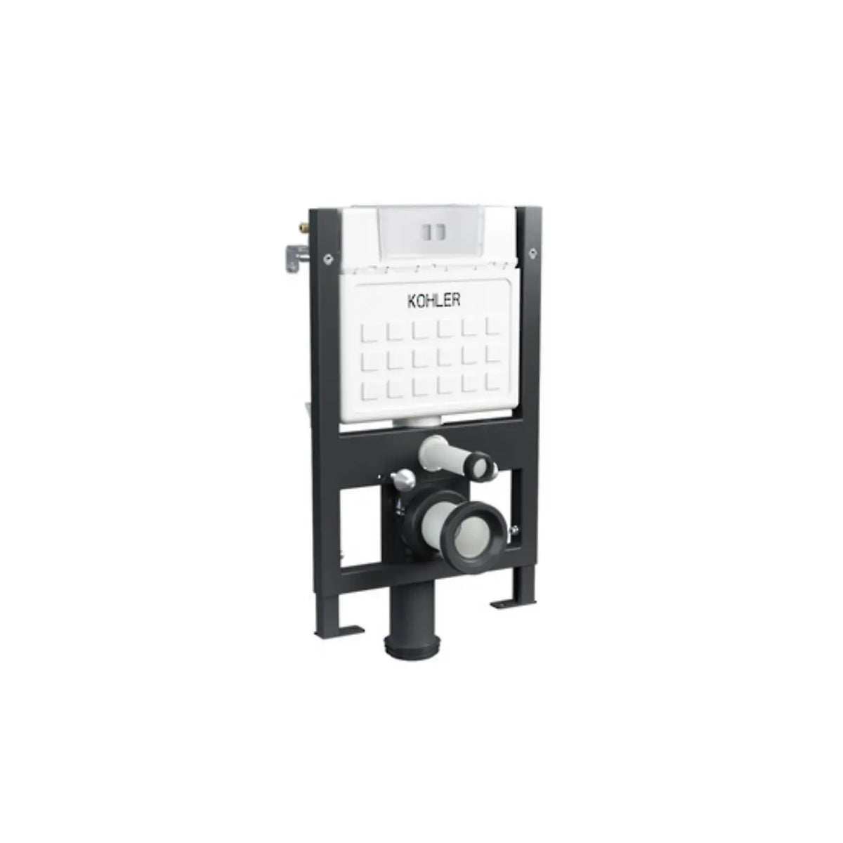 Kohler Pneumatic wall-hung low-level toilet cistern by Tilemall, 150mm white and black frame with dual flush