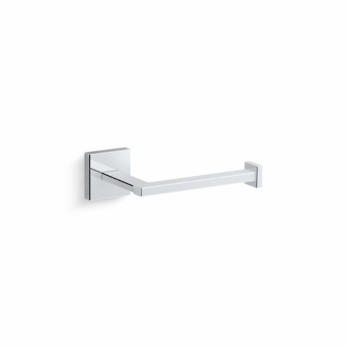 Kohler Square toilet tissue holder polished chrome by Tilemall, wall-mounted with square backplate