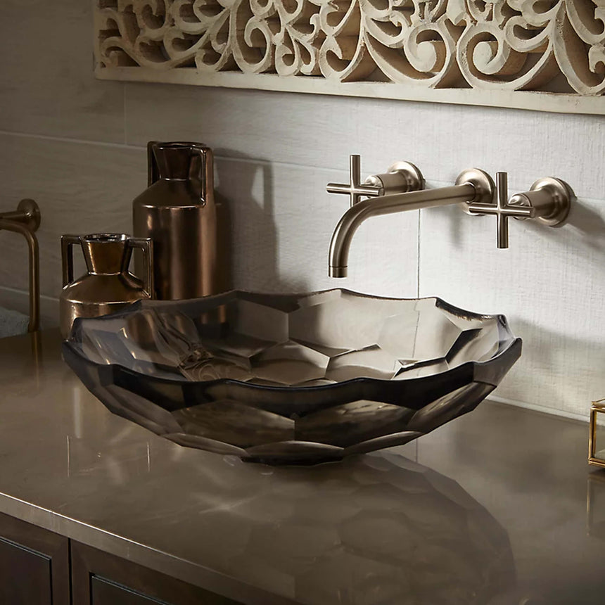 Briolette faceted glass Basin Translucent Doe Bathroom Basin Kohler