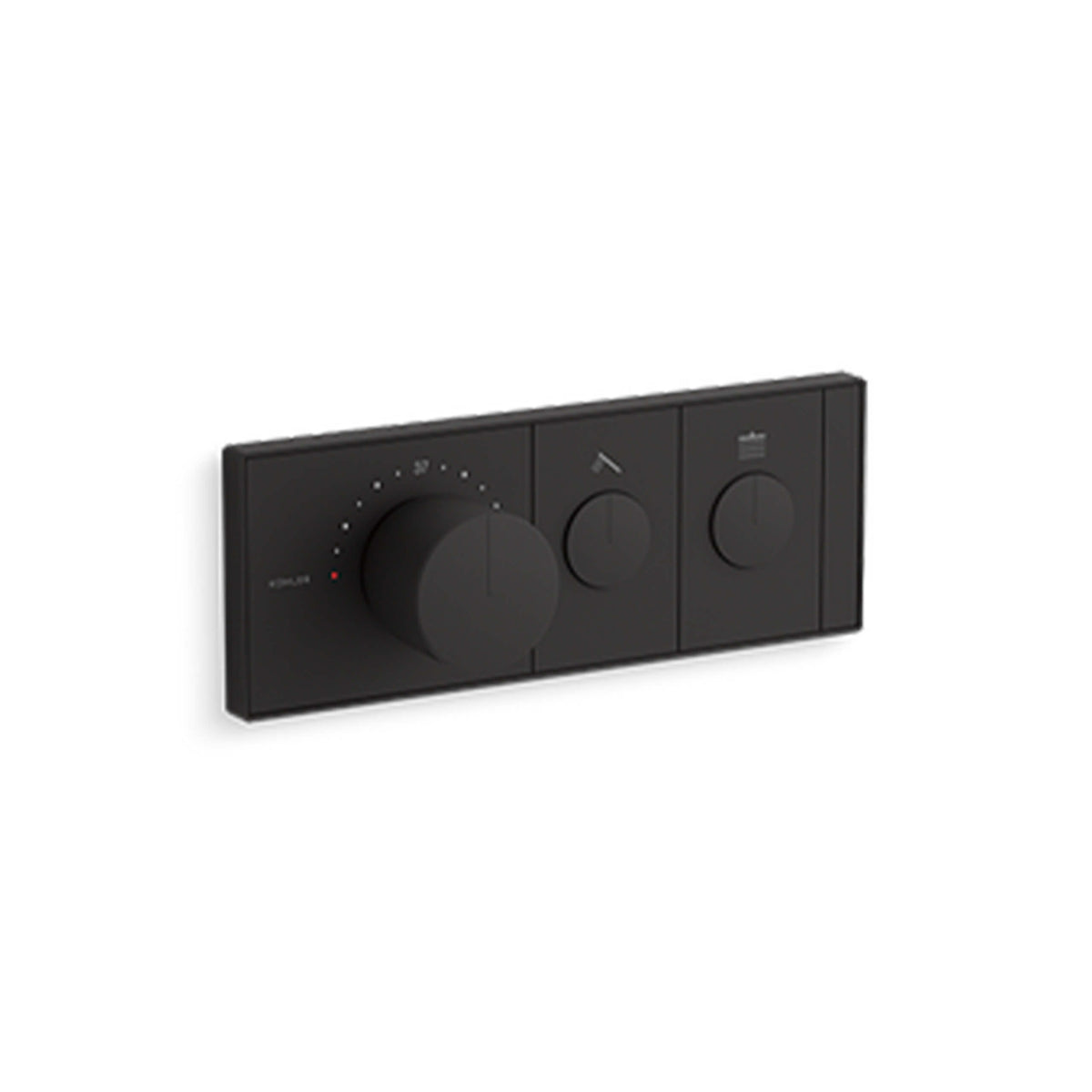 Kohler Anthem matte black recessed thermostatic shower control with two outlets by Tilemall