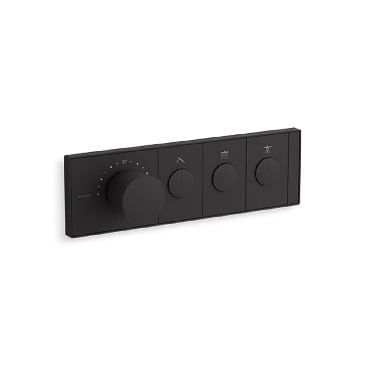 Kohler Anthem matte black recessed thermostatic shower control with three outlets by Tilemall