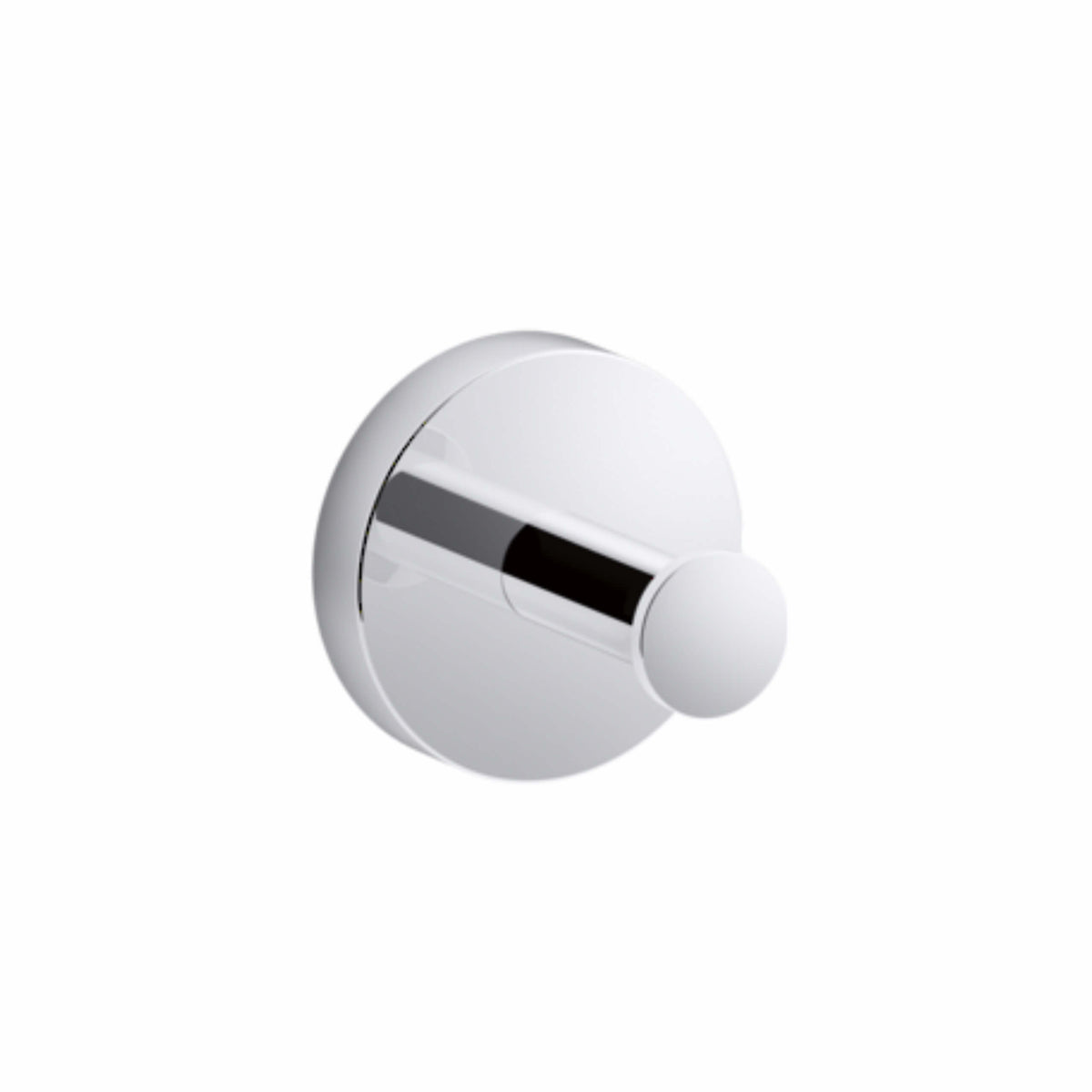 Kohler Elate chrome robe hook with round wall plate and spherical knob by Tilemall