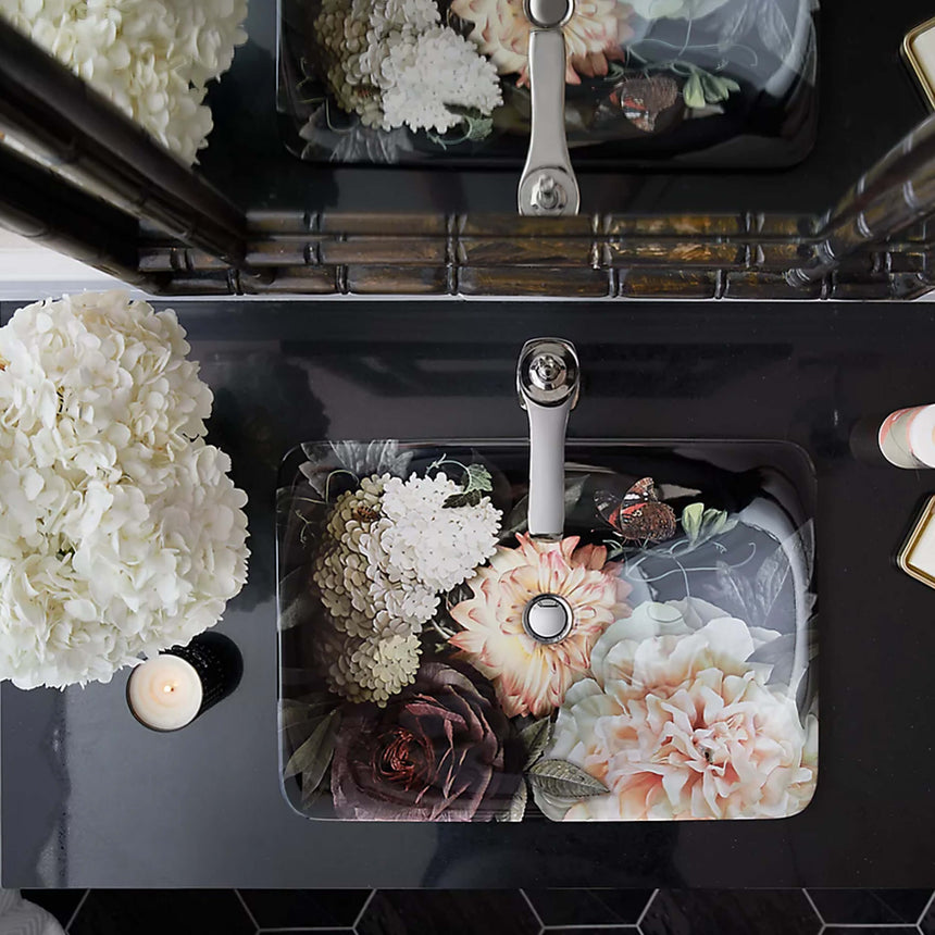 Dutchmaster Rectangle Vessel Basin Blush Floral Bathroom Basin Kohler