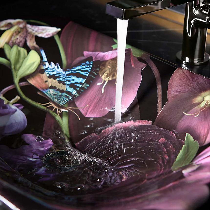 Dutchmaster Rectangle Vessel Basin Midnight Floral Bathroom Basin Kohler