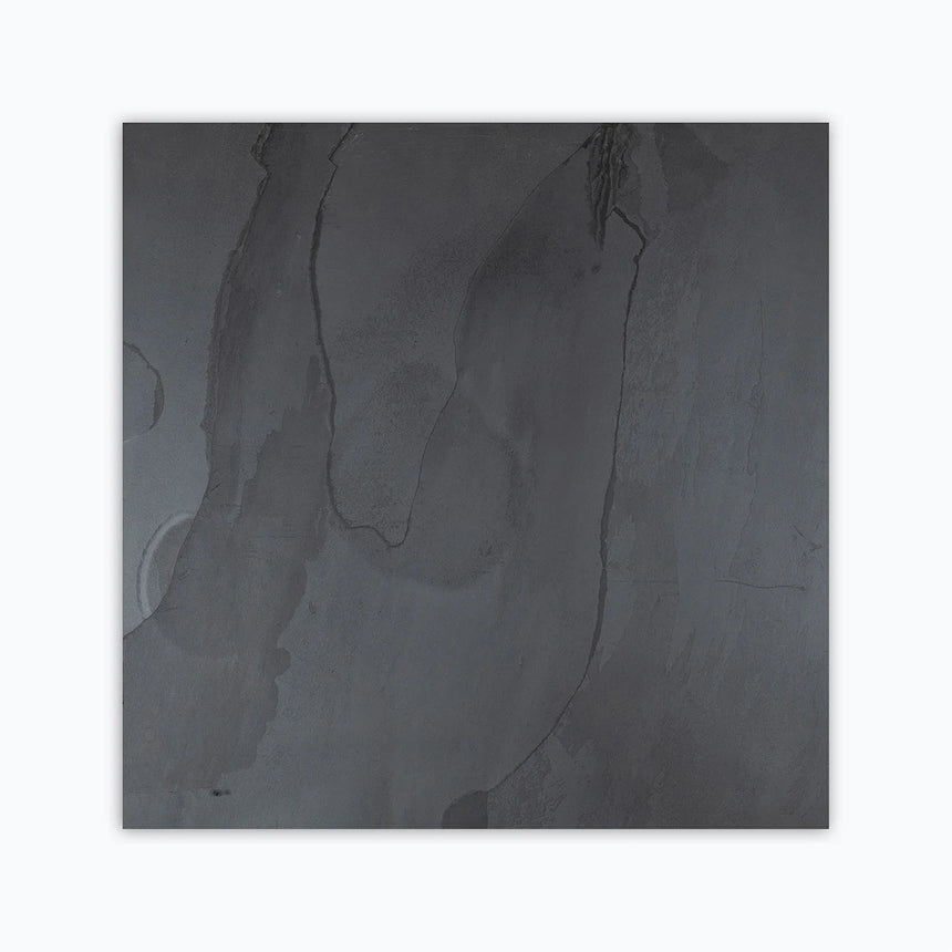 Midnight Black Slatestone natural stone surface and installation by Tilemall