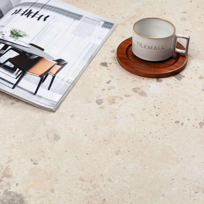 Rockies 600x600 Surface Tec Cream Terrazzo Look Rectified