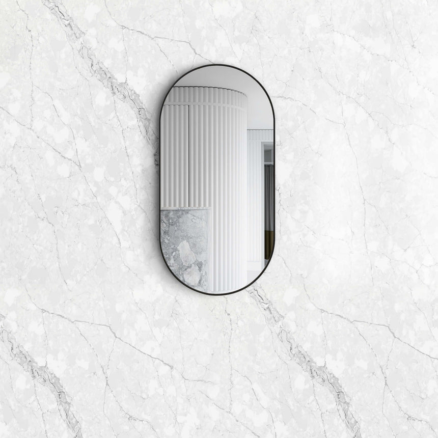 Noosa Framed Mirror 900x450mm Oval Matte Black Framed Mirror Otti Australia