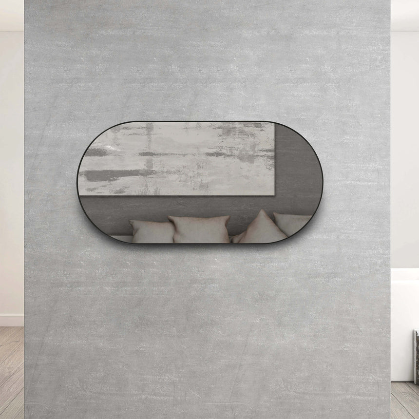 Noosa Framed Mirror 1200x600mm Oval Matte Black Framed Mirror Otti Australia