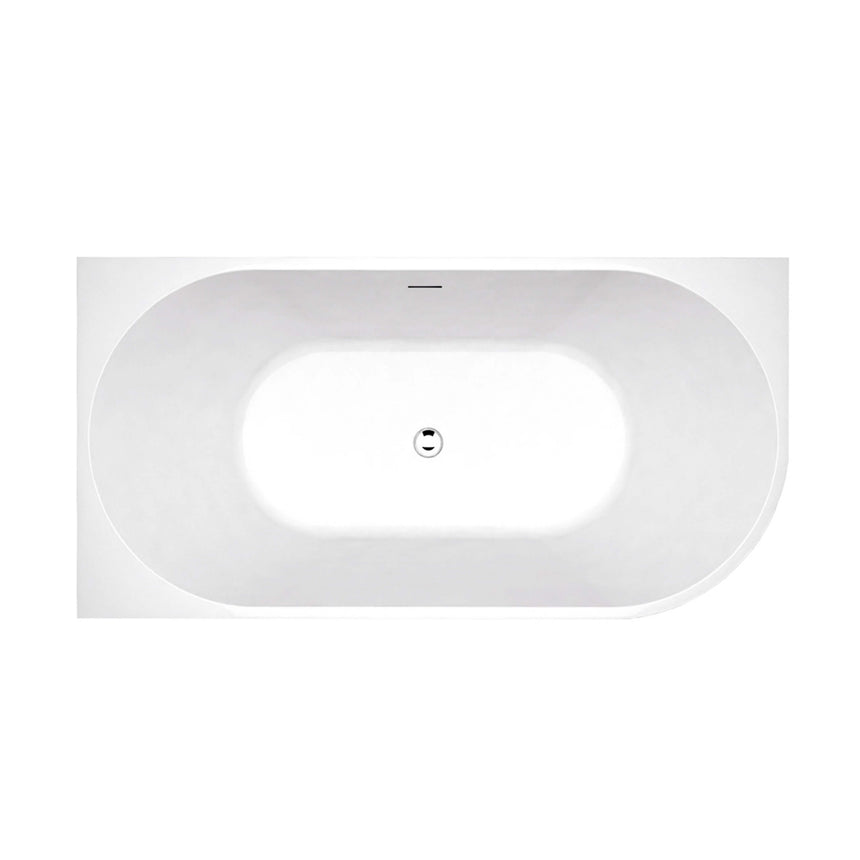 Corner Bathtub Left 1500mm Gloss White with Overflow Bath Inspire