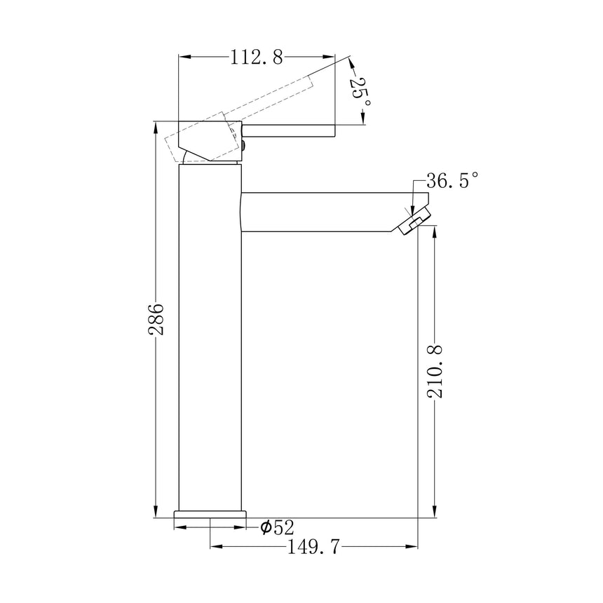 Nero Dolce Tall Basin Mixer Brushed Nickel Tapware Nero