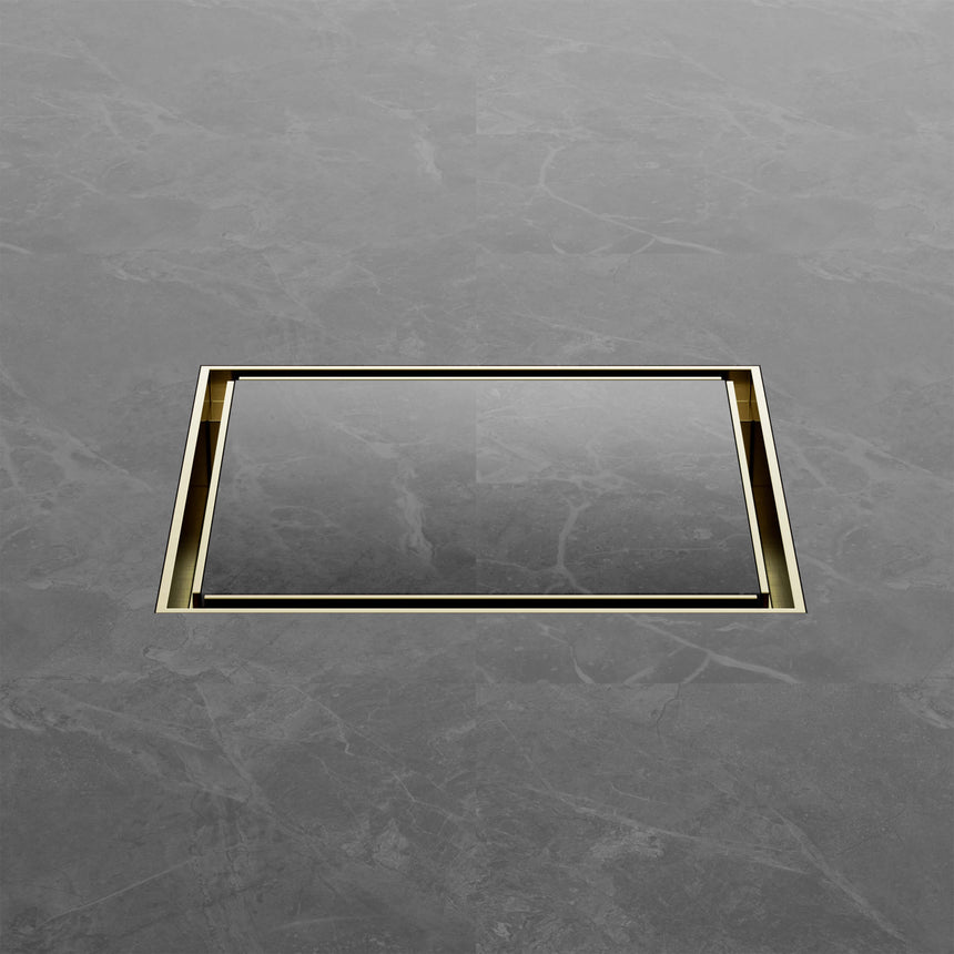Nero 130mm Square Tile Insert Floor Waste 100mm Outlet Brushed Gold Other Accessories Nero