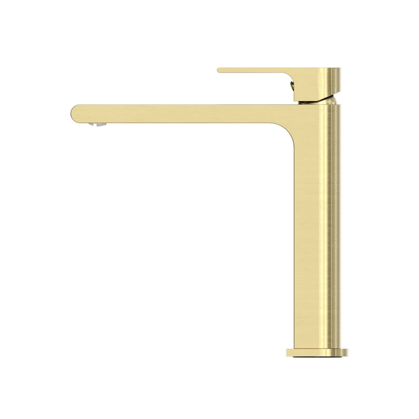 Nero Bianca Mid Tall Basin Mixer Brushed Yellow Gold Tapware Nero