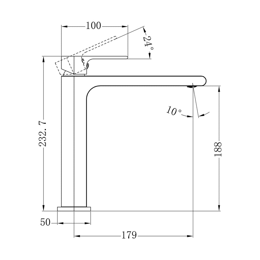 Nero Bianca Mid Tall Basin Mixer Brushed Yellow Gold Tapware Nero