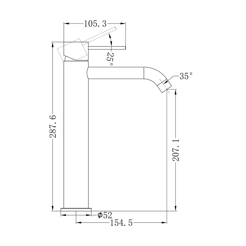 Nero Mecca Tall Basin Mixer Brushed Nickel Tapware Nero