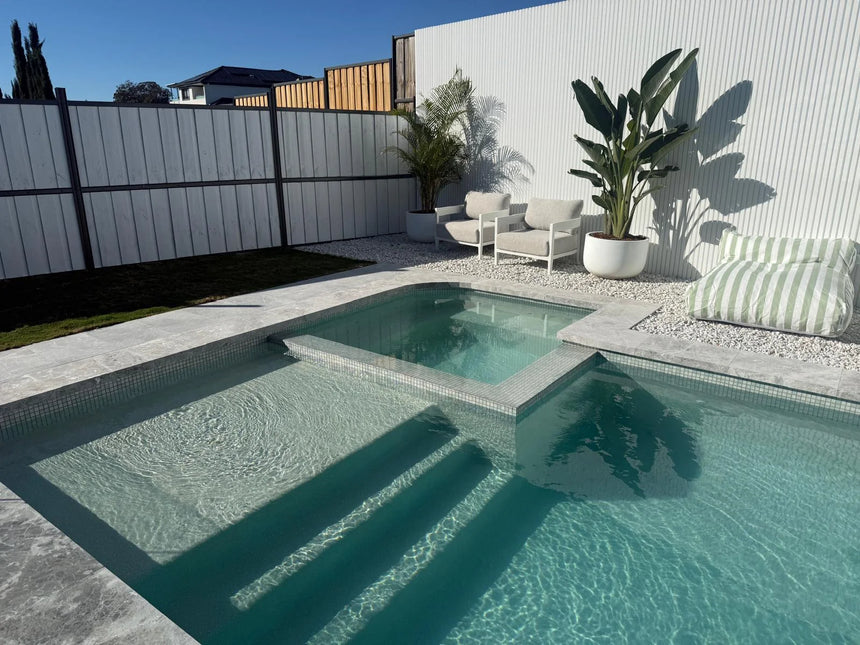 Tundra Grey Limestone natural stone surface and installation by Tilemall