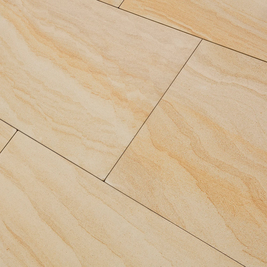 Teakwood Sandstone natural stone surface and installation by Tilemall