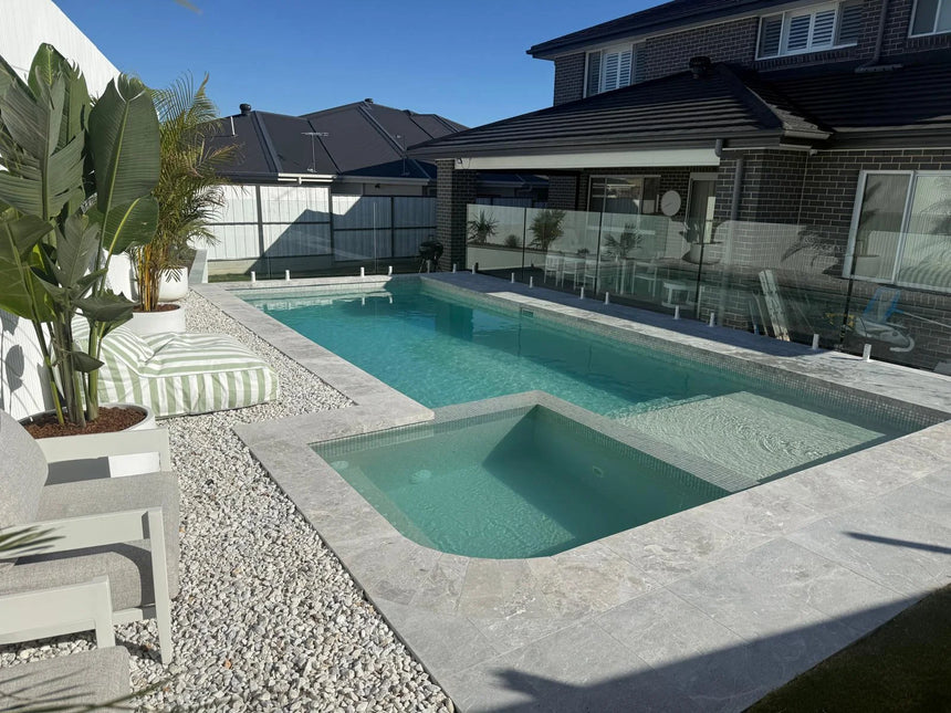Tundra Grey Limestone natural stone surface and installation by Tilemall