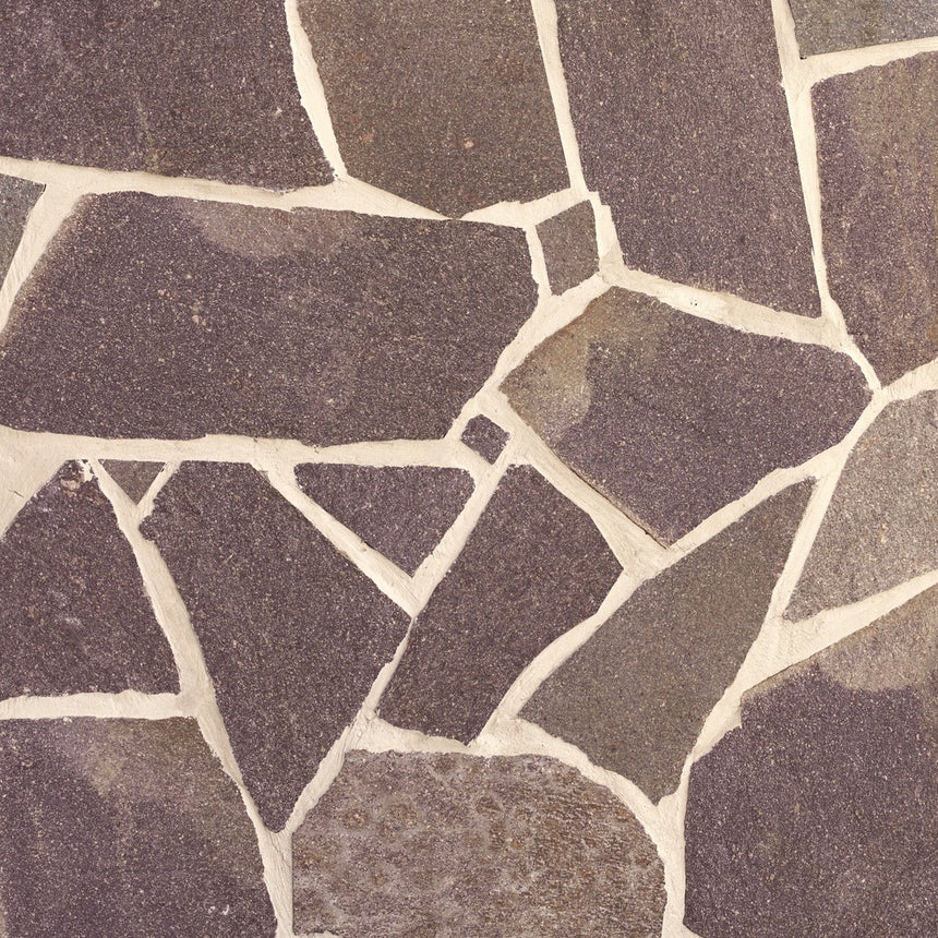 Porphyry crazy paving with reddish-brown and grey stone with pale joints by Tilemall