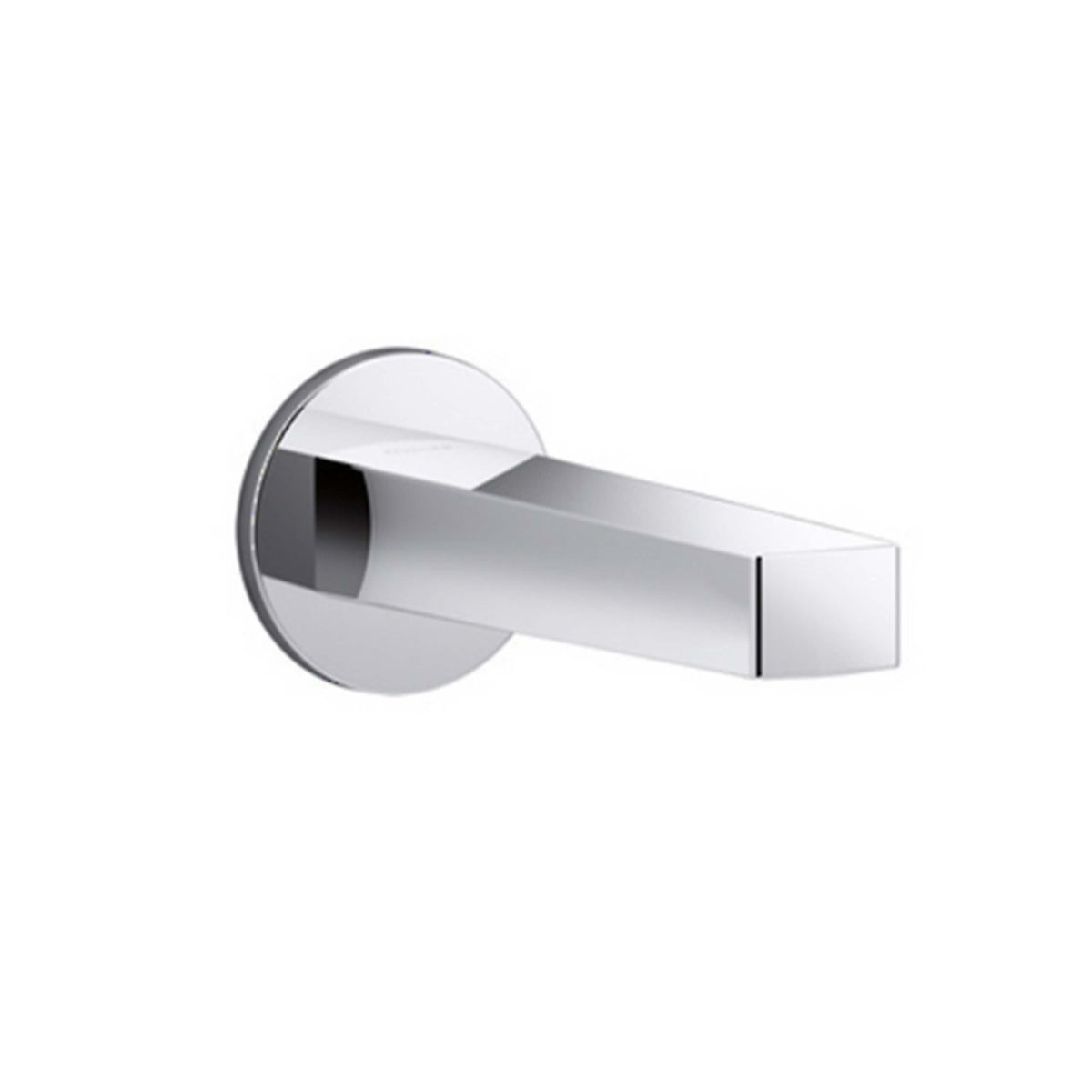 Kohler Taut chrome wall bath spout by Tilemall with rectangular outlet and circular wall flange