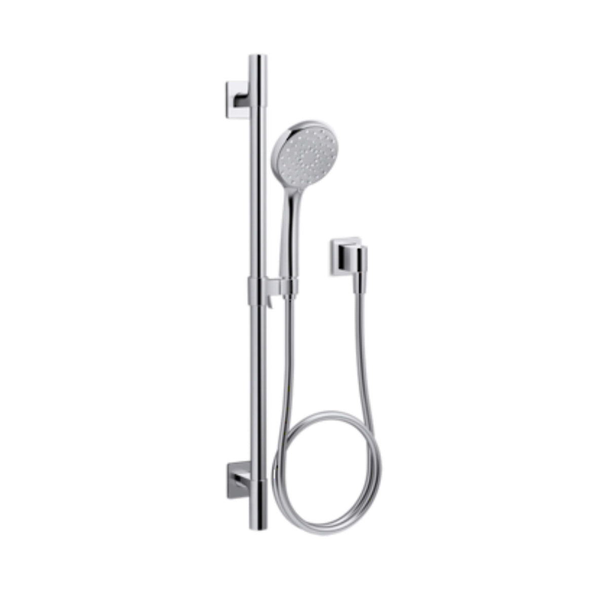Kohler Awaken chrome shower rail kit with handheld showerhead and slide bar by Tilemall