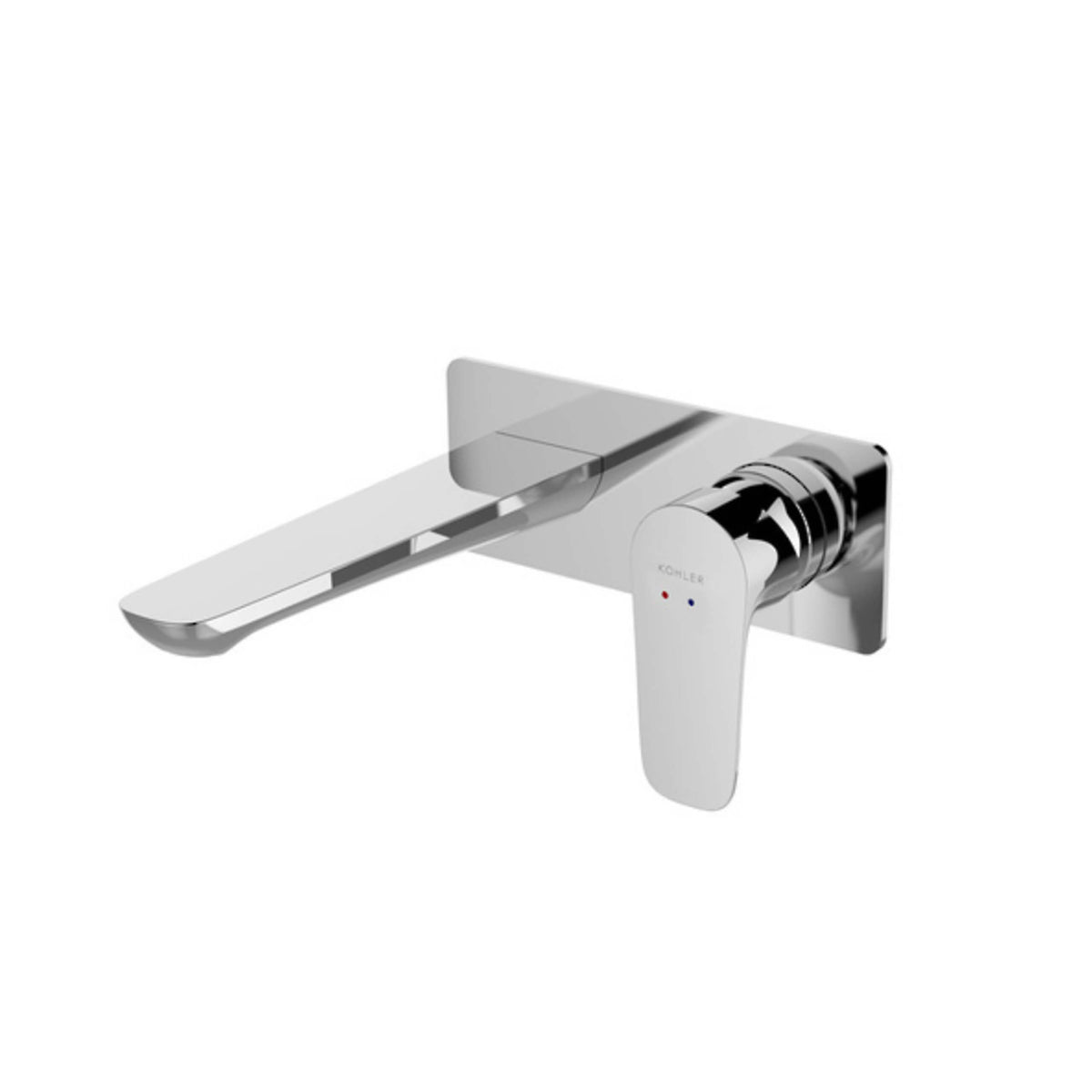 Kohler Aleo chrome wall-mounted basin mixer by Tilemall with single lever handle and curved spout