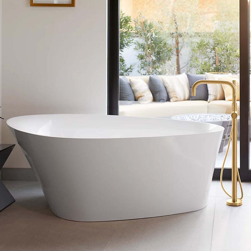 Veil Lithocast Freestanding Bath Gloss White Bath Kohler