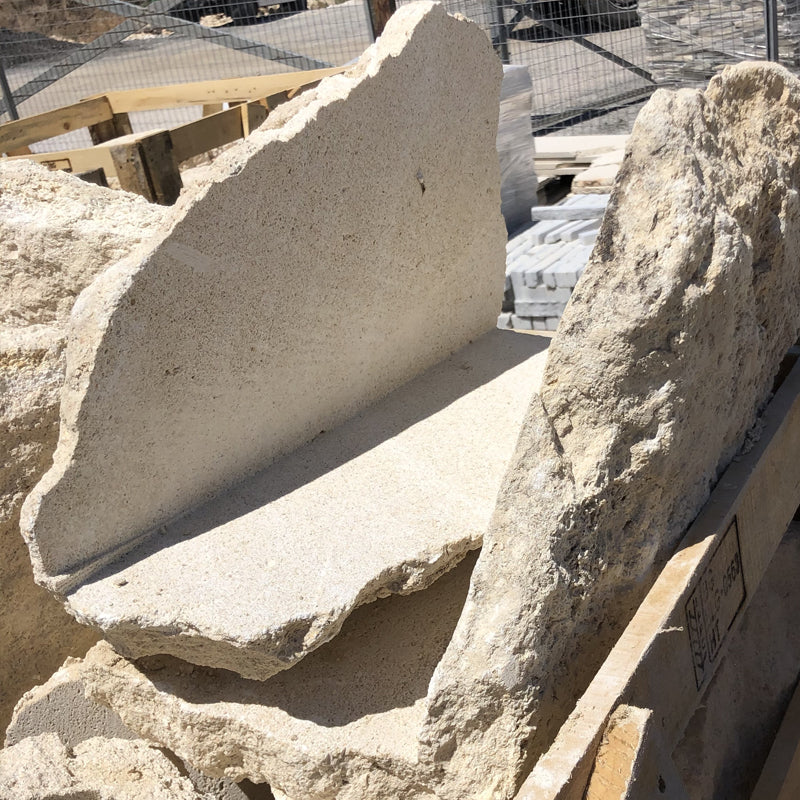 Basra L-shaped stone walling corner pieces showing the return and reverse faces by Tilemall