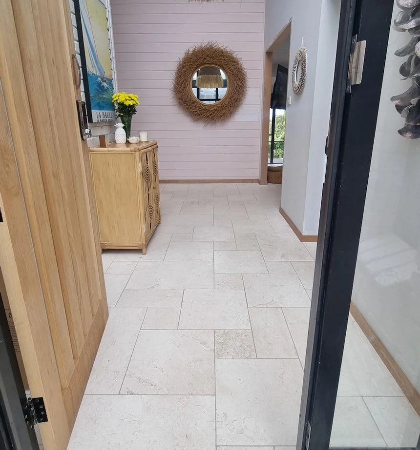 Indiana White Limestone natural stone surface and installation by Tilemall