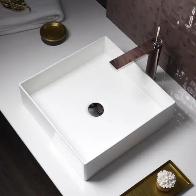 Mica Square Slim Basin White Bathroom Basin Kohler