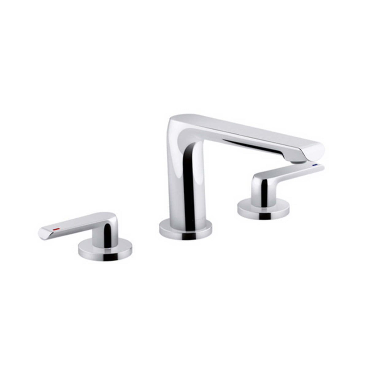 Kohler Avid 3TH polished chrome bath set by Tilemall with curved spout and lever handles