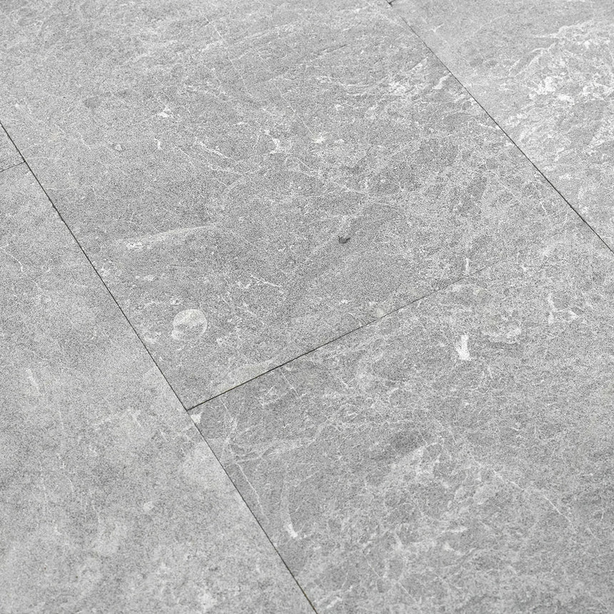 Tundra Grey Limestone natural stone surface and installation by Tilemall